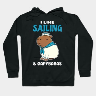 I Like Sailing and Capybaras Cartoon Hoodie